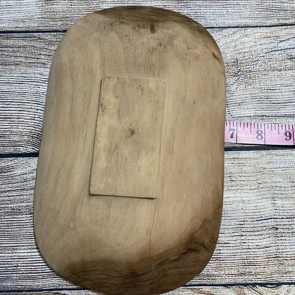 Carved Wooden Serving Tray 3 Section Rustic Primitive‎ Natural